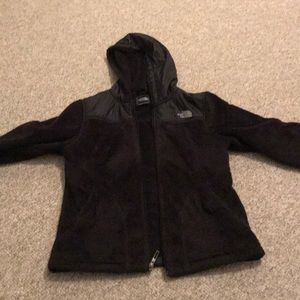Hooded north face fleece jacket, black, size m